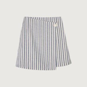 Oak + Fort High Waist Striped Button Wrap Skirt - Small